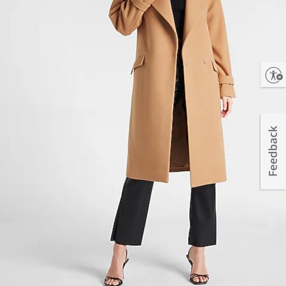 EXPRESS Belted Wrap Trenchcoat in Shade Pecan - Picture 4 of 7